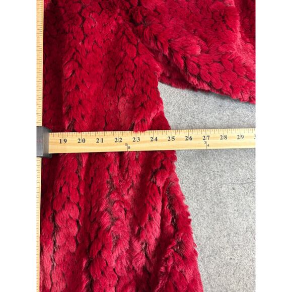 Alpine Studio Faux Fur Coat Womens 1X Red Plush Y2K Cozy Winter Jacket Gorpcore - Picture 2 of 9